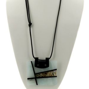 Long leaterette acrylic pendant necklace
